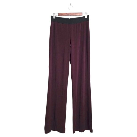 Iris Setlakwe NWT Burgundy Matte Jersey Pull On Wide Leg Pants Sz M - Picture 1 of 10